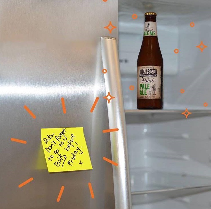 Beer bottle in a empty fridge