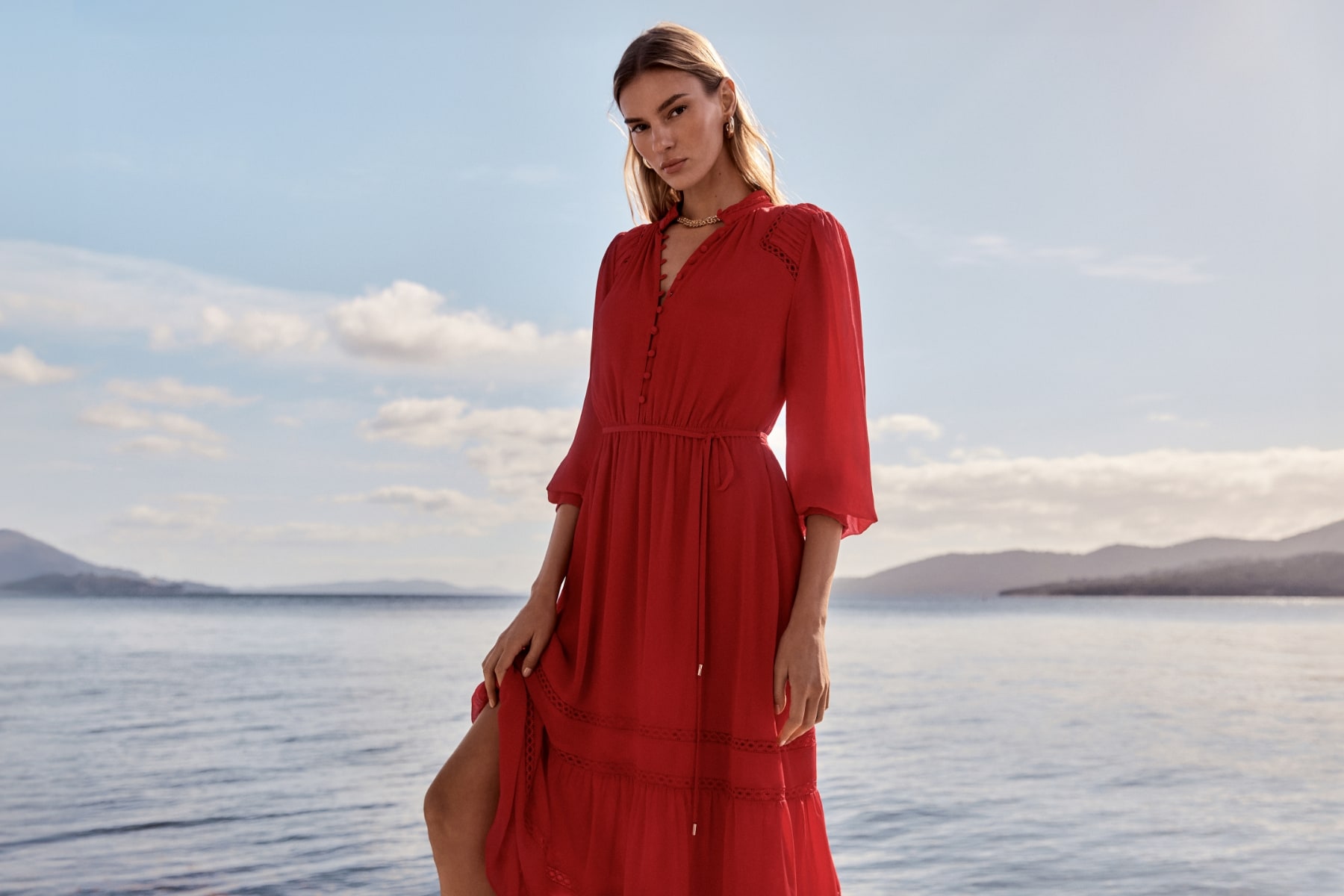 Elegant Red Taffeta High Low Lace Trim Evening Dress - S - Walmart.com